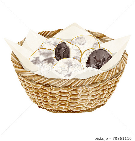 クッキー 籠 お菓子 白バックの写真素材