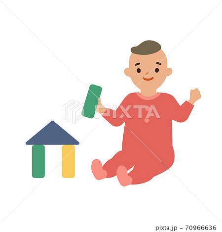 積み木遊びのイラスト素材