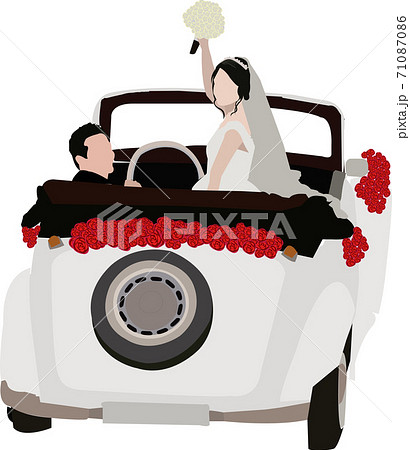 クラシックカー 自動車 結婚式 車のイラスト素材