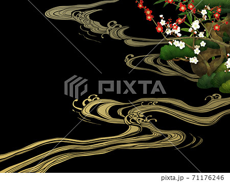 和柄 背景 黒 フレームのイラスト素材