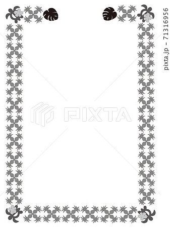 ホヌ ハワイアン モンステラ ウミガメのイラスト素材