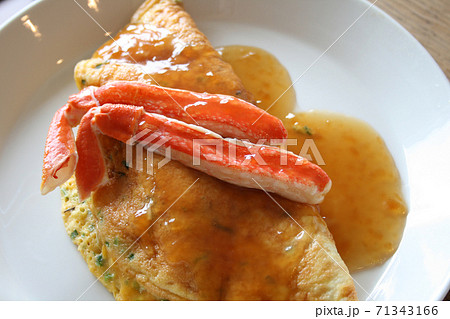 かに玉 玉子焼き あんかけ 蟹玉の写真素材