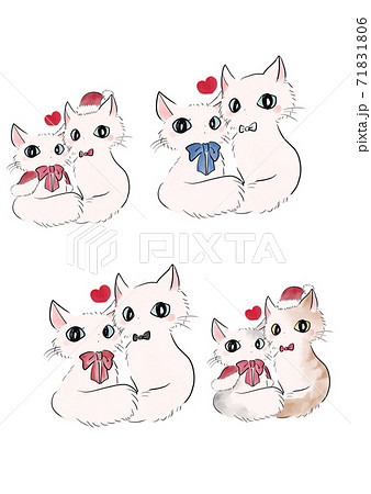 ラブラブ 恋人 カップル 猫のイラスト素材