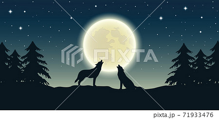 おおかみ オオカミ 狼 遠吠えのイラスト素材