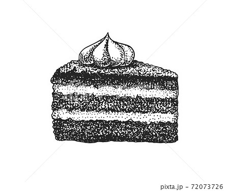 誕生日 モノクロ バースデーケーキ お祝いのイラスト素材