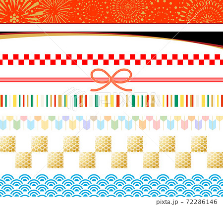 ベクター ライン 和柄 セットのイラスト素材