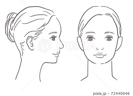 横顔 モノクロ 顔のイラスト素材