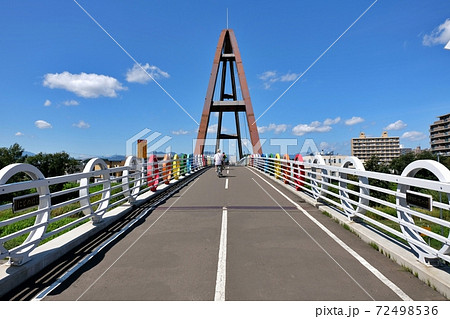 北海道道1148号札幌恵庭自転車道線の写真素材