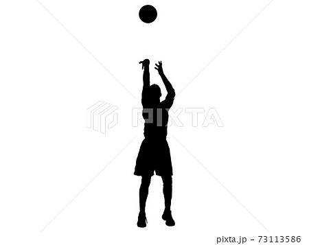 バスケットボール シルエット 影 シュートの写真素材