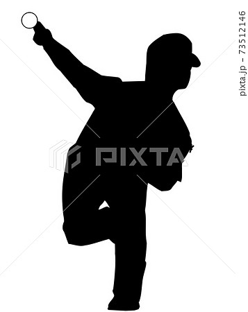 投手 シルエット 野球 ベースボールの写真素材