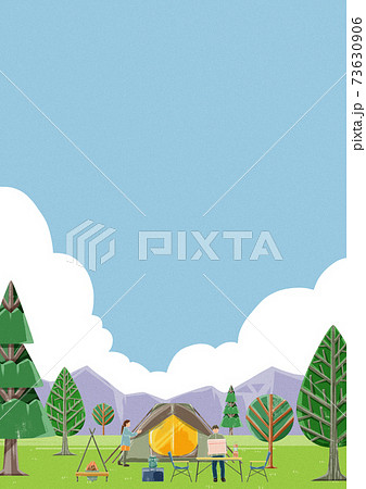 テント キャンプ場 イラスト イスのイラスト素材