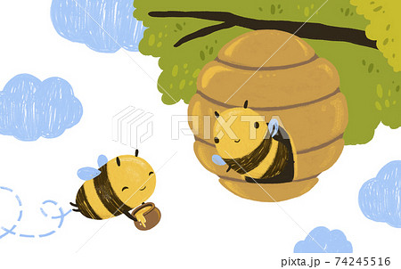 蜂キャラクターのイラスト素材