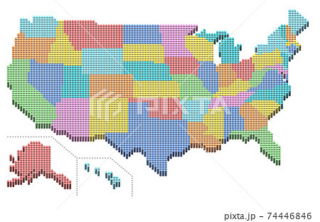 アメリカ 地図 アメリカ合衆国 州のイラスト素材