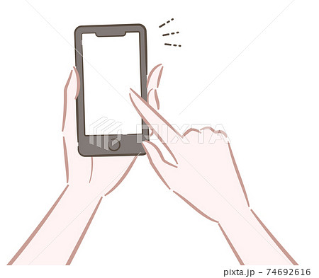 スマートフォン スマホ 手 持つの写真素材