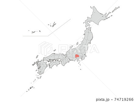 山梨県 山梨 市町村 日本地図のイラスト素材