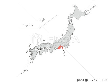 静岡県地図のイラスト素材
