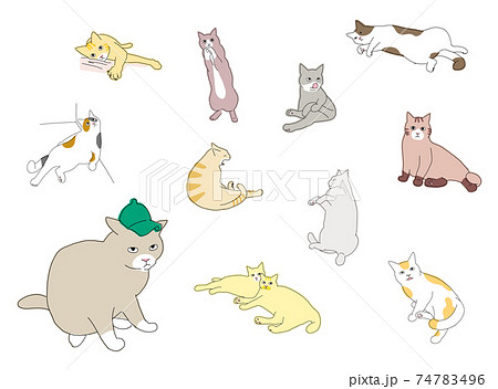 おもちゃで遊ぶ猫のイラスト素材 - PIXTA, 画像サイズ:450x352