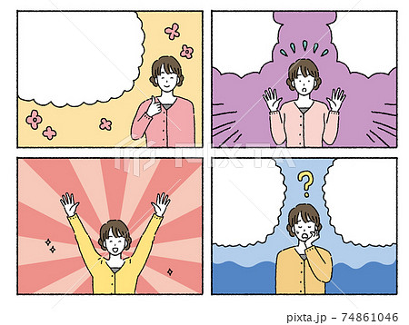 アメコミ 女性 吹き出し 顔のイラスト素材