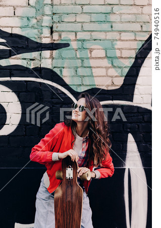 スケートボード 落書き いたずら書きの写真素材