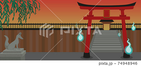 鳥居 神社 背景 和のイラスト素材