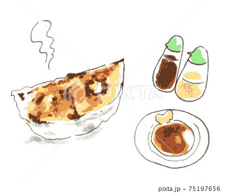 焼き餃子のイラスト素材