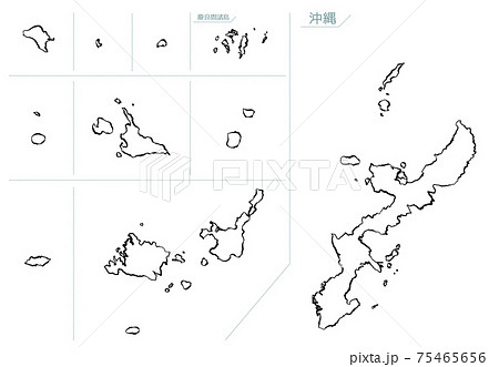 沖縄石垣島 離島 地図 イラストの写真素材