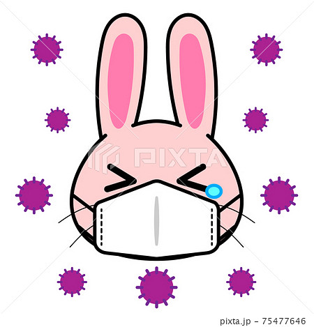 予防 風邪 マスク うさぎのイラスト素材
