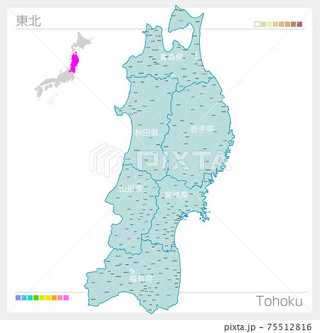 秋田県地図のイラスト素材