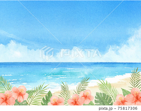 海 空 地平線 水彩画のイラスト素材 - PIXTA