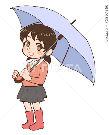 子供 雨 傘 女の子のイラスト素材