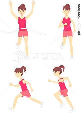女性 陸上 走る 陸上競技のイラスト素材