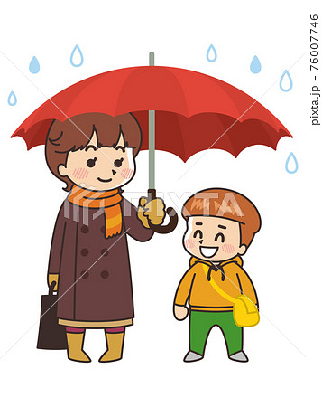 女性 梅雨 雨 傘のイラスト素材