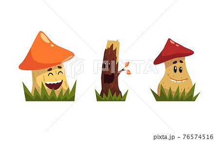 面白いキノコのイラスト素材