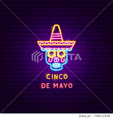 ドクロ メキシカン メキシコ人 ネオンのイラスト素材