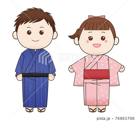 浴衣 女の子のイラスト素材