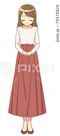 女の子 お辞儀 お礼 かわいいのイラスト素材