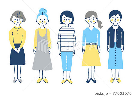 女の子5人のイラスト素材