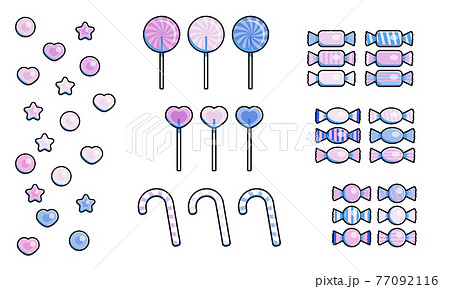 キャンディー かわいい イラスト パステルカラー お菓子のイラスト素材