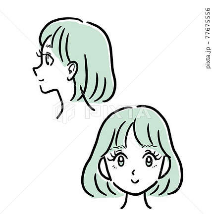 パーマ 女の子のイラスト素材