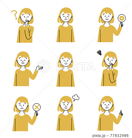 女の子 幼児 子ども 考えるのイラスト素材