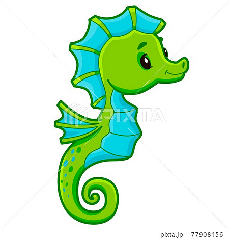 タツノオトシゴ イラスト かわいい 白バックのイラスト素材