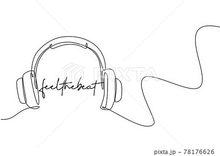 One Single Line Drawing Of Stylish Headphone のイラスト素材