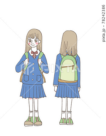 中学生 女の子 登校 下校のイラスト素材