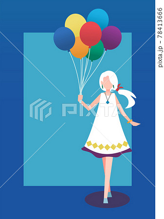 風船 女の子のイラスト素材 風船 女の子のイラスト素材