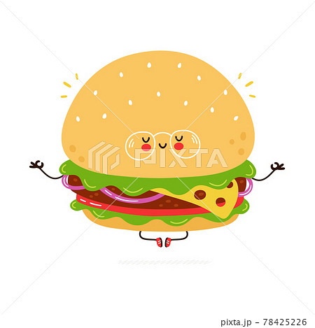 ハンバーガー バーガー キャラクター 文字のイラスト素材