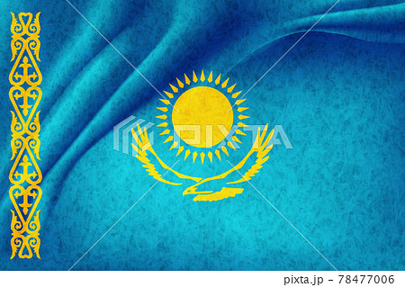 カザフスタン 国旗の写真素材