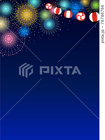 夏祭り 打ち上げ花火 花火大会 7月のイラスト素材