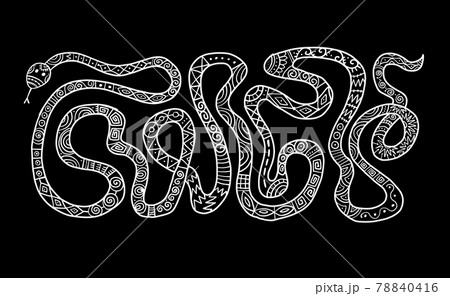 ヘビ 爬虫類 動物 トライバルのイラスト素材