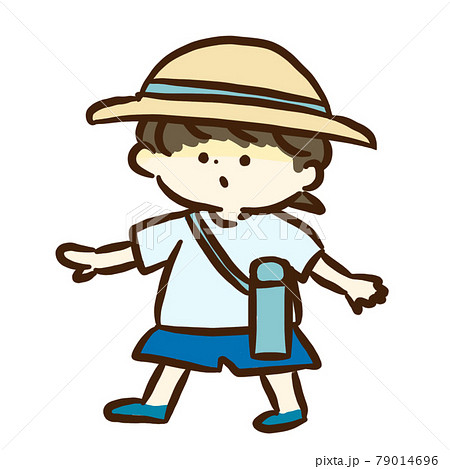 麦わら帽子 子供のイラスト素材