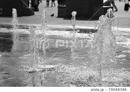 水 水しぶき 白黒 モノトーンの写真素材